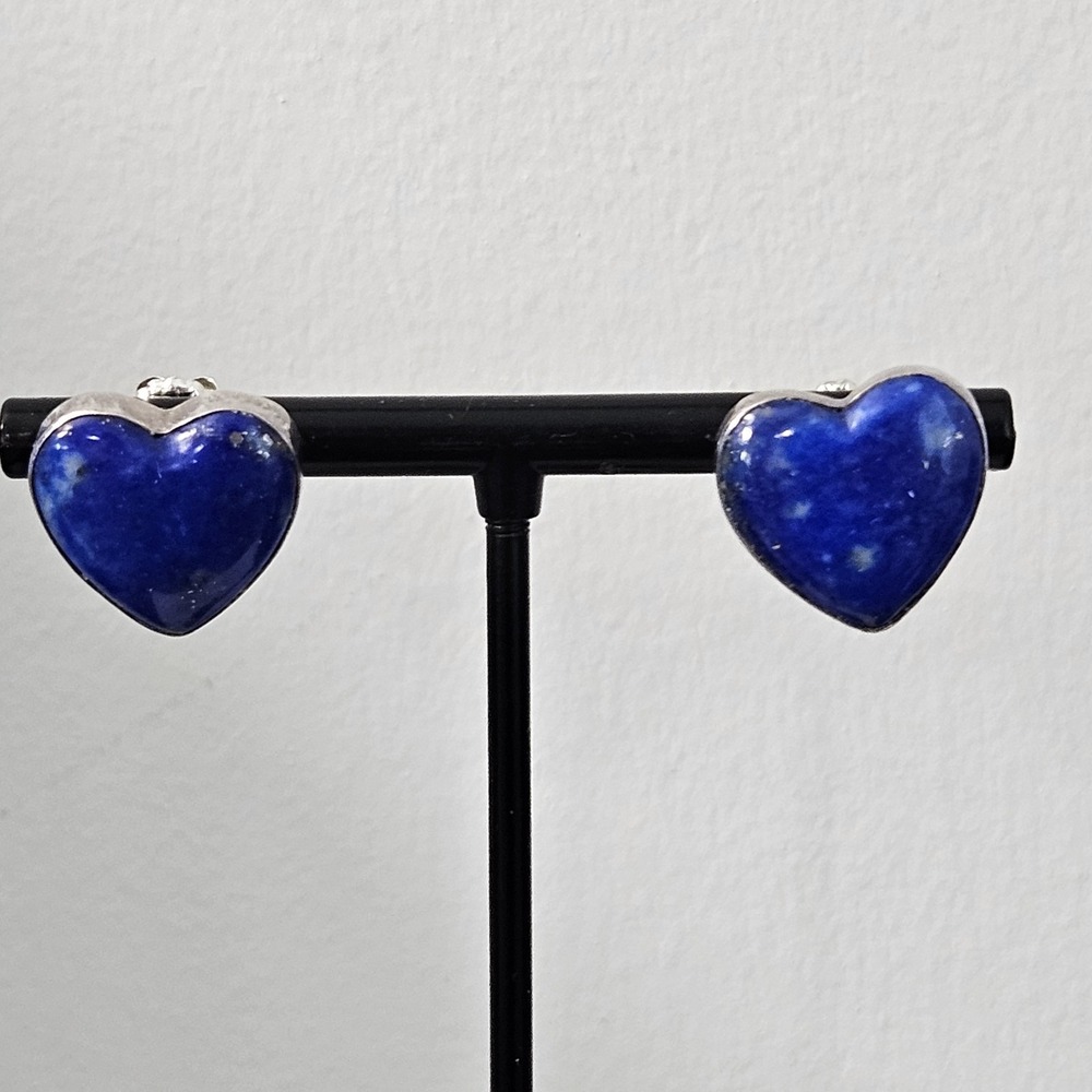 DTR Jay King Sterling Silver Earrings Heart Lapis Lazuli